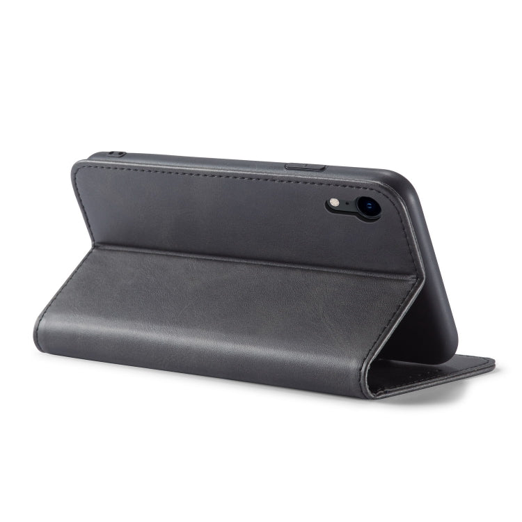 For iPhone XR Calf Texture Magnetic Horizontal Flip Leather Case with Holder & Card Slots & Wallet