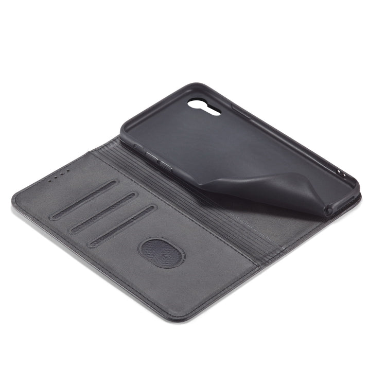 For iPhone XR Calf Texture Magnetic Horizontal Flip Leather Case with Holder & Card Slots & Wallet