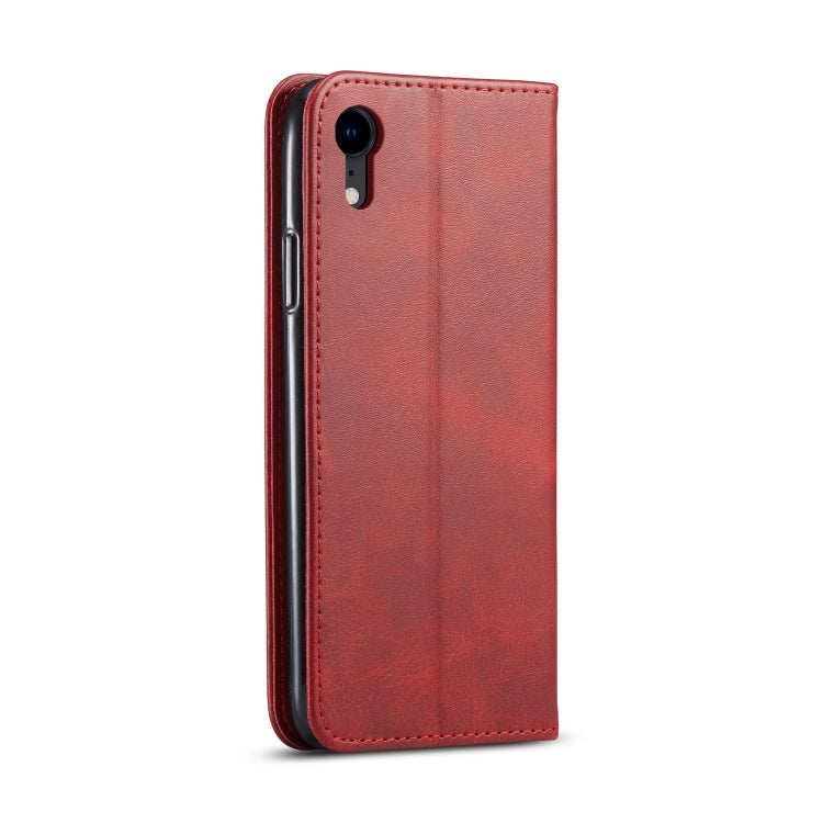 For iPhone XR Calf Texture Magnetic Horizontal Flip Leather Case with Holder & Card Slots & Wallet