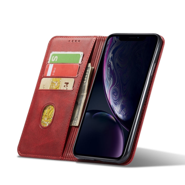 For iPhone XR Calf Texture Magnetic Horizontal Flip Leather Case with Holder & Card Slots & Wallet