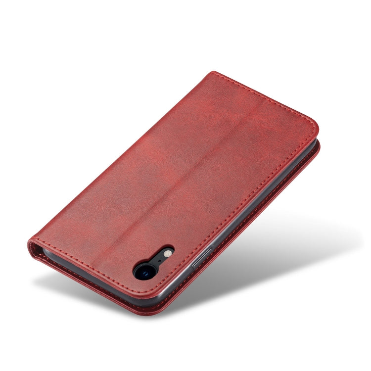 For iPhone XR Calf Texture Magnetic Horizontal Flip Leather Case with Holder & Card Slots & Wallet