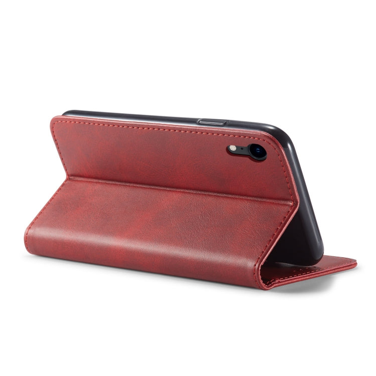 For iPhone XR Calf Texture Magnetic Horizontal Flip Leather Case with Holder & Card Slots & Wallet