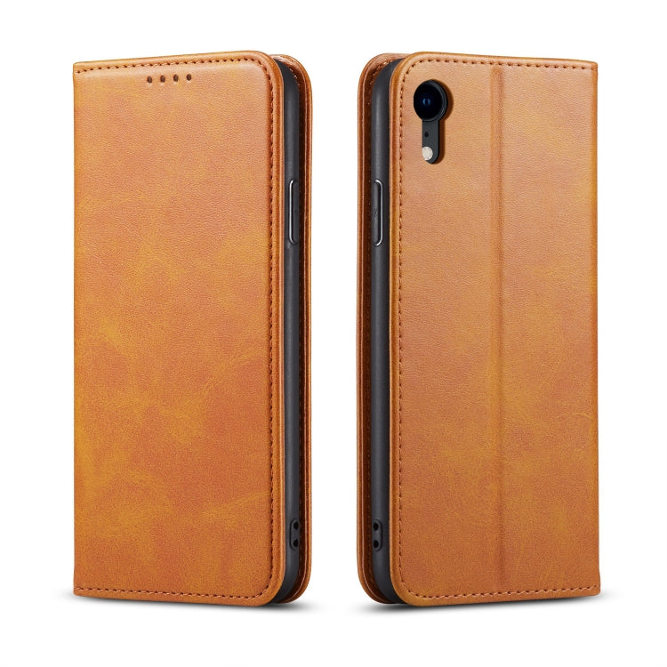 For iPhone XR Calf Texture Magnetic Horizontal Flip Leather Case with Holder & Card Slots & Wallet