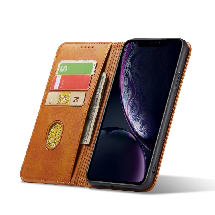 For iPhone XR Calf Texture Magnetic Horizontal Flip Leather Case with Holder & Card Slots & Wallet