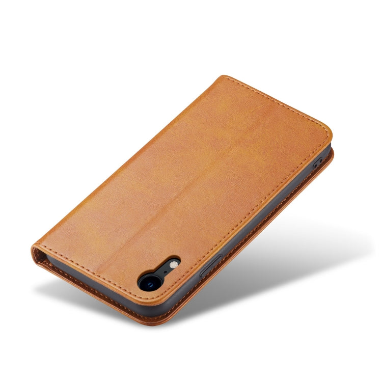 For iPhone XR Calf Texture Magnetic Horizontal Flip Leather Case with Holder & Card Slots & Wallet