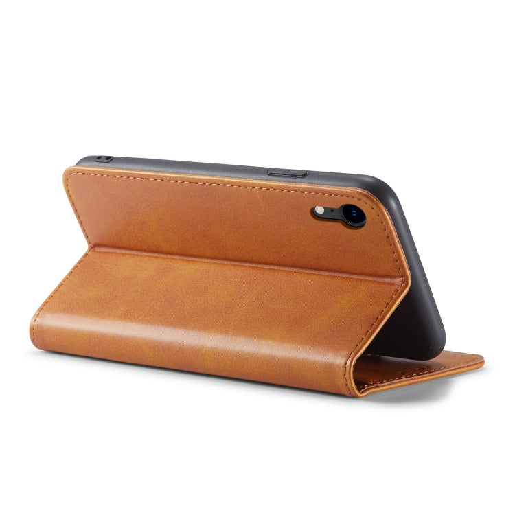 For iPhone XR Calf Texture Magnetic Horizontal Flip Leather Case with Holder & Card Slots & Wallet