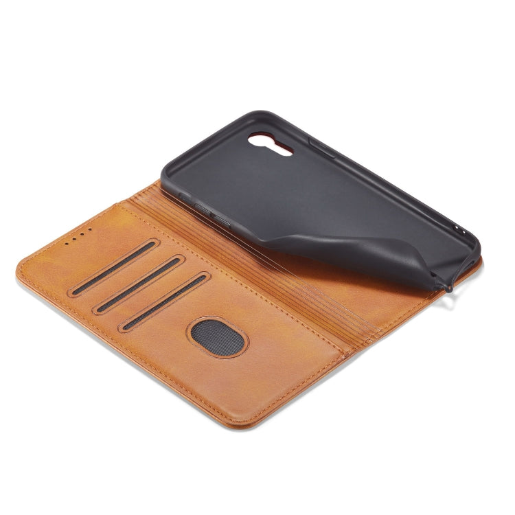 For iPhone XR Calf Texture Magnetic Horizontal Flip Leather Case with Holder & Card Slots & Wallet