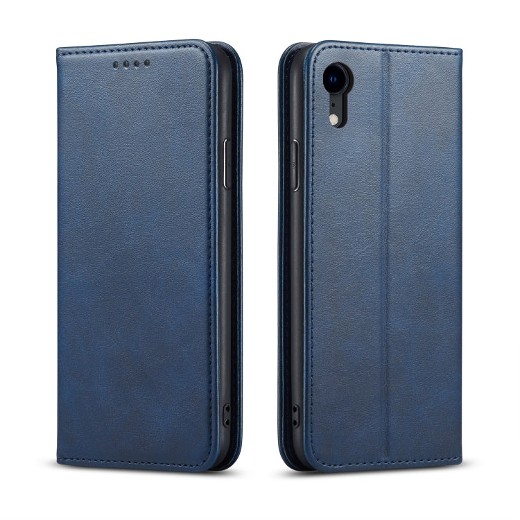 For iPhone XR Calf Texture Magnetic Horizontal Flip Leather Case with Holder & Card Slots & Wallet