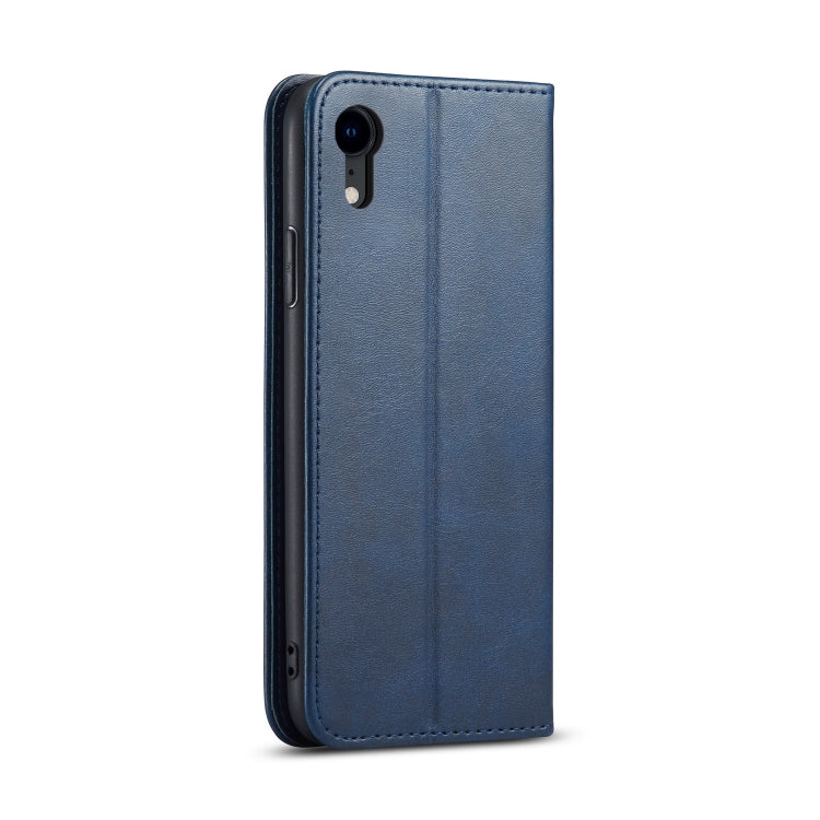 For iPhone XR Calf Texture Magnetic Horizontal Flip Leather Case with Holder & Card Slots & Wallet