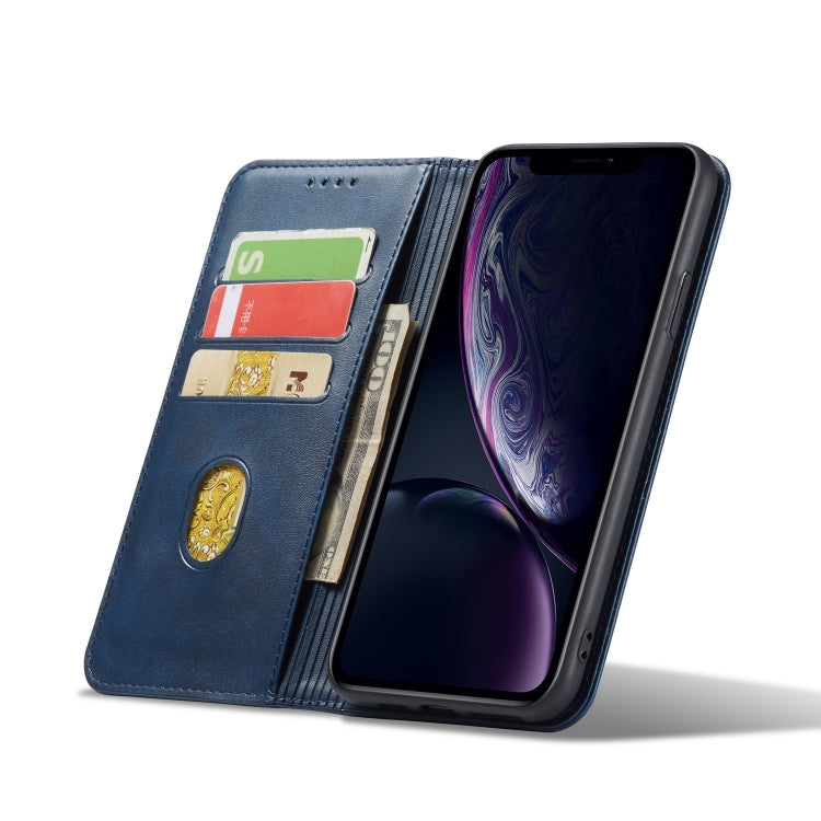 For iPhone XR Calf Texture Magnetic Horizontal Flip Leather Case with Holder & Card Slots & Wallet