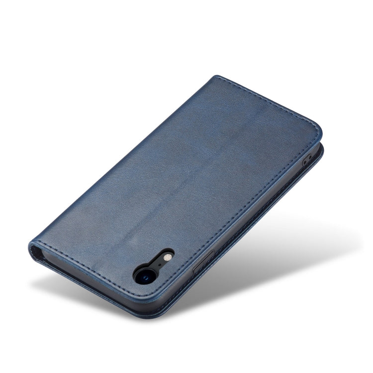 For iPhone XR Calf Texture Magnetic Horizontal Flip Leather Case with Holder & Card Slots & Wallet
