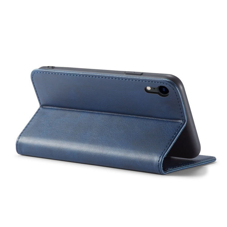 For iPhone XR Calf Texture Magnetic Horizontal Flip Leather Case with Holder & Card Slots & Wallet