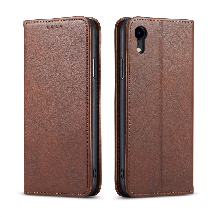 For iPhone XR Calf Texture Magnetic Horizontal Flip Leather Case with Holder & Card Slots & Wallet