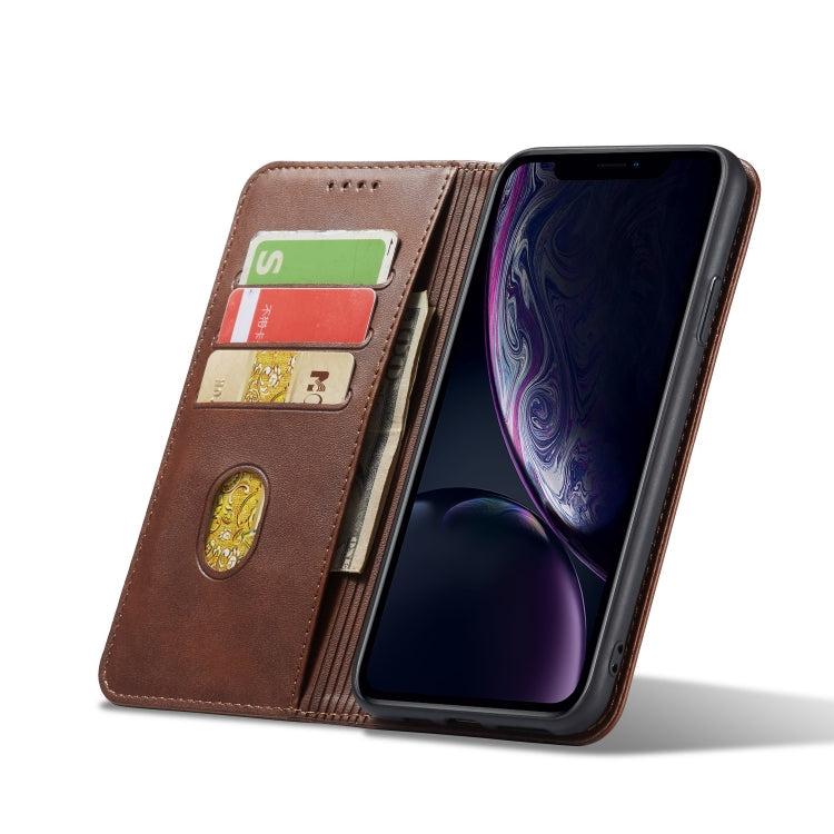 For iPhone XR Calf Texture Magnetic Horizontal Flip Leather Case with Holder & Card Slots & Wallet