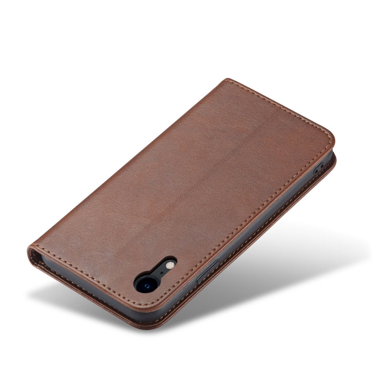For iPhone XR Calf Texture Magnetic Horizontal Flip Leather Case with Holder & Card Slots & Wallet