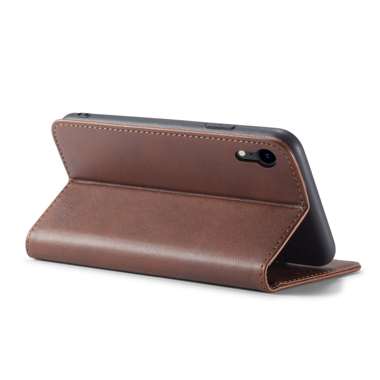 For iPhone XR Calf Texture Magnetic Horizontal Flip Leather Case with Holder & Card Slots & Wallet