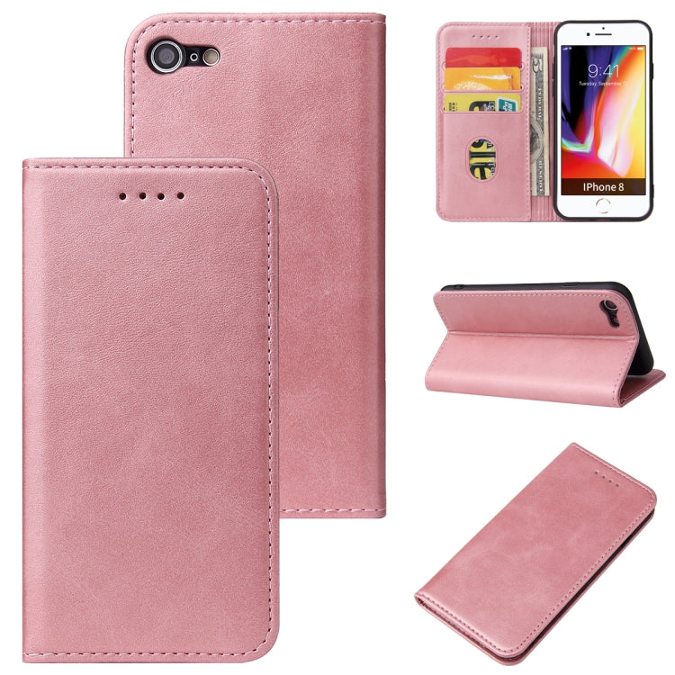For iPhone SE 2022 / SE 2020 / 8 / 7 Calf Texture Magnetic Horizontal Flip Leather Case with Holder & Card Slots & Wallet