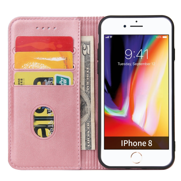 For iPhone SE 2022 / SE 2020 / 8 / 7 Calf Texture Magnetic Horizontal Flip Leather Case with Holder & Card Slots & Wallet