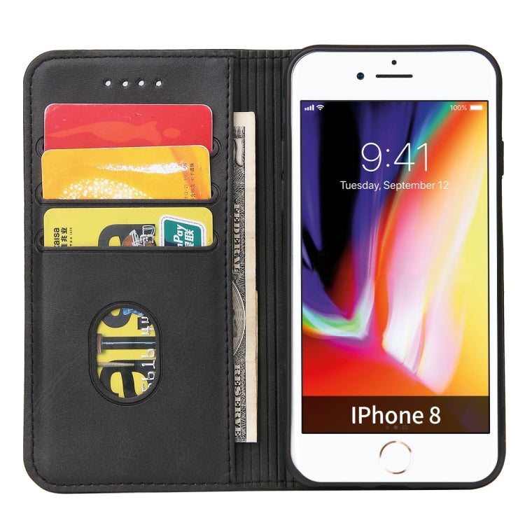 For iPhone SE 2022 / SE 2020 / 8 / 7 Calf Texture Magnetic Horizontal Flip Leather Case with Holder & Card Slots & Wallet