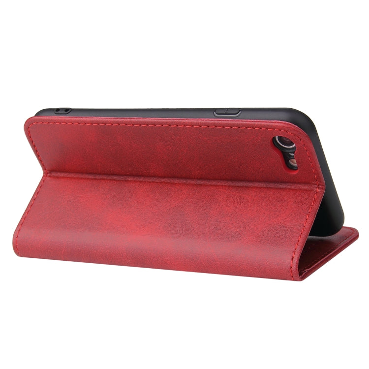 For iPhone SE 2022 / SE 2020 / 8 / 7 Calf Texture Magnetic Horizontal Flip Leather Case with Holder & Card Slots & Wallet
