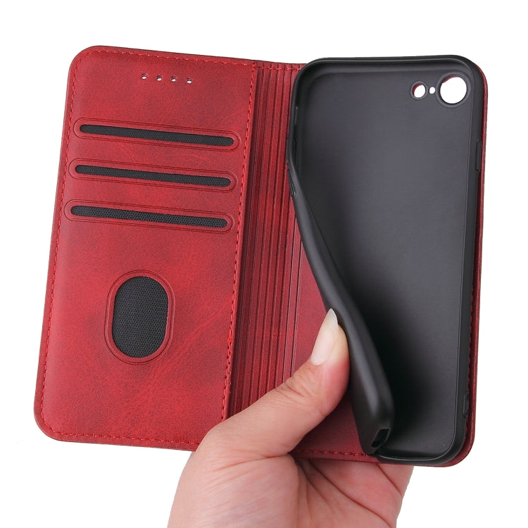 For iPhone SE 2022 / SE 2020 / 8 / 7 Calf Texture Magnetic Horizontal Flip Leather Case with Holder & Card Slots & Wallet