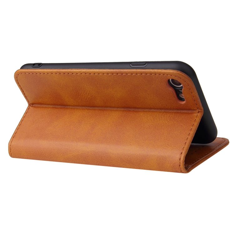 For iPhone SE 2022 / SE 2020 / 8 / 7 Calf Texture Magnetic Horizontal Flip Leather Case with Holder & Card Slots & Wallet