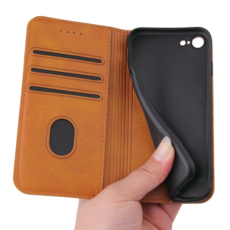 For iPhone SE 2022 / SE 2020 / 8 / 7 Calf Texture Magnetic Horizontal Flip Leather Case with Holder & Card Slots & Wallet
