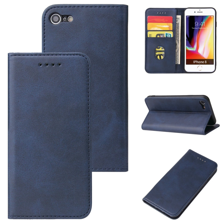 For iPhone SE 2022 / SE 2020 / 8 / 7 Calf Texture Magnetic Horizontal Flip Leather Case with Holder & Card Slots & Wallet