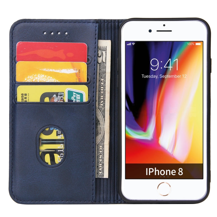 For iPhone SE 2022 / SE 2020 / 8 / 7 Calf Texture Magnetic Horizontal Flip Leather Case with Holder & Card Slots & Wallet