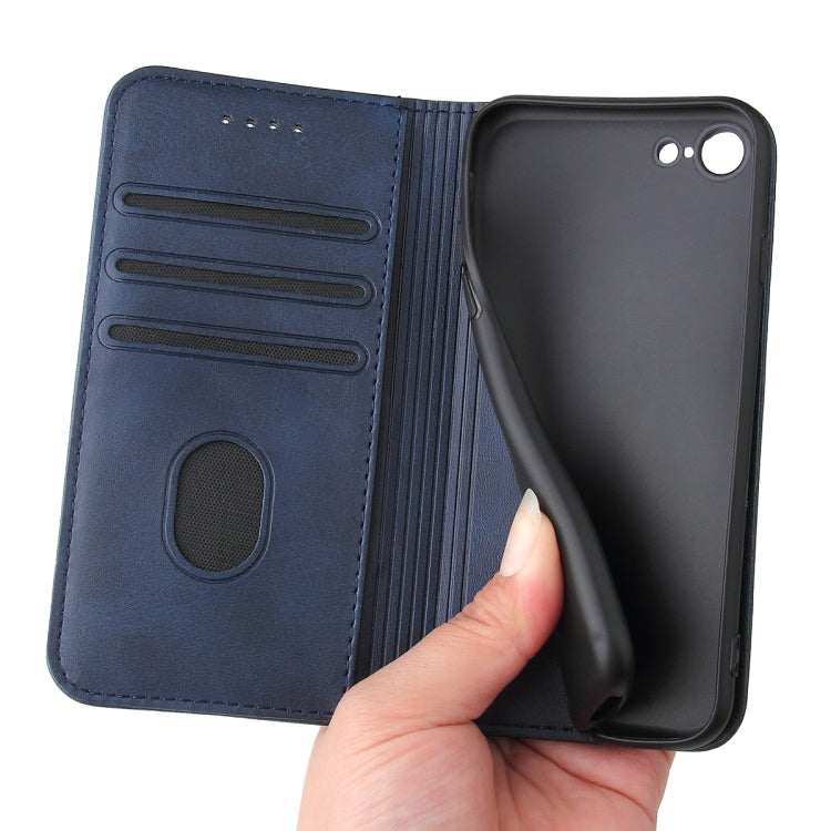 For iPhone SE 2022 / SE 2020 / 8 / 7 Calf Texture Magnetic Horizontal Flip Leather Case with Holder & Card Slots & Wallet