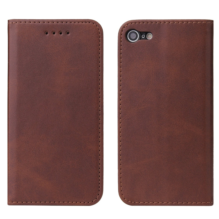 For iPhone SE 2022 / SE 2020 / 8 / 7 Calf Texture Magnetic Horizontal Flip Leather Case with Holder & Card Slots & Wallet