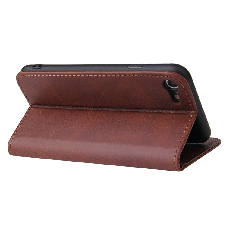 For iPhone SE 2022 / SE 2020 / 8 / 7 Calf Texture Magnetic Horizontal Flip Leather Case with Holder & Card Slots & Wallet