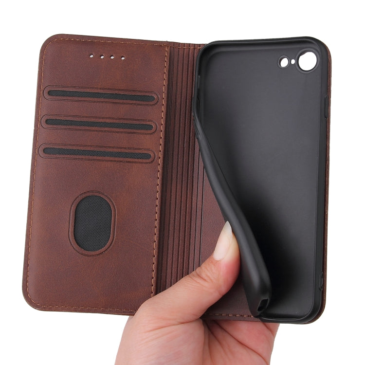 For iPhone SE 2022 / SE 2020 / 8 / 7 Calf Texture Magnetic Horizontal Flip Leather Case with Holder & Card Slots & Wallet