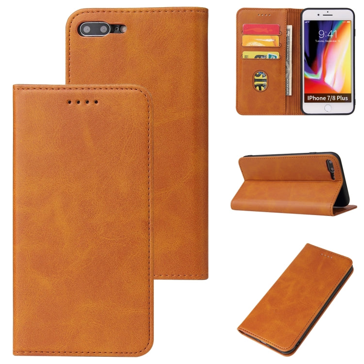 Calf Texture Magnetic Horizontal Flip Leather Case with Holder & Card Slots & Wallet For iPhone 8 Plus / 7 Plus