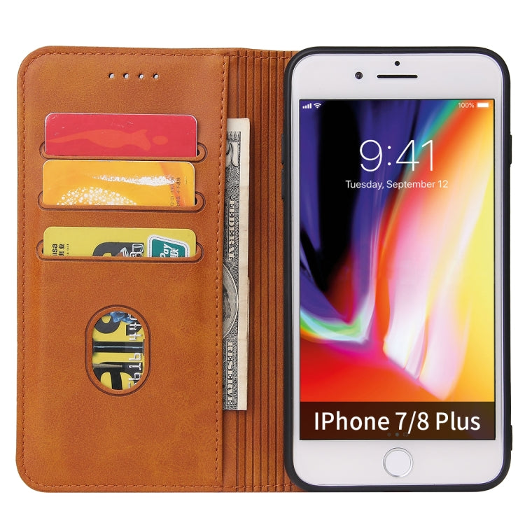Calf Texture Magnetic Horizontal Flip Leather Case with Holder & Card Slots & Wallet For iPhone 8 Plus / 7 Plus
