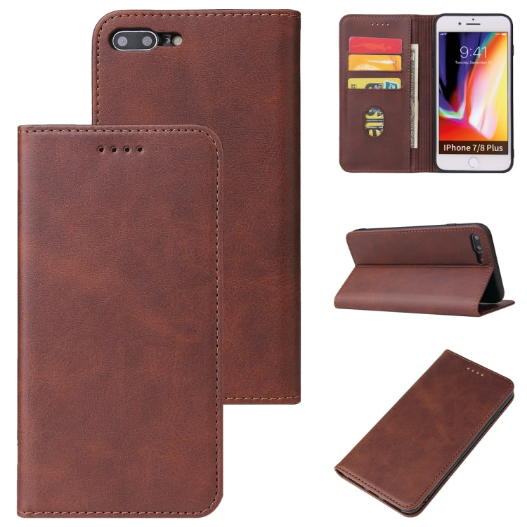 Calf Texture Magnetic Horizontal Flip Leather Case with Holder & Card Slots & Wallet For iPhone 8 Plus / 7 Plus