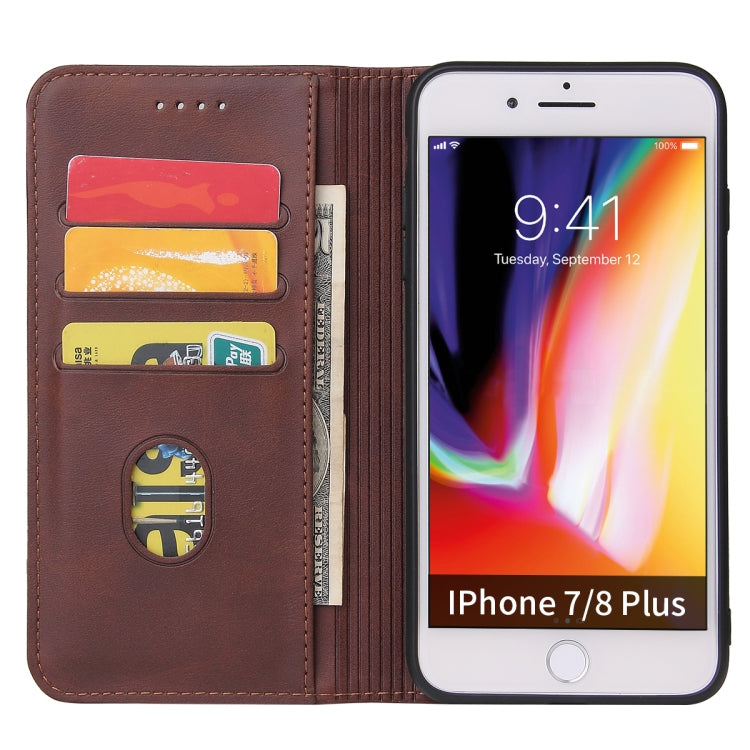 Calf Texture Magnetic Horizontal Flip Leather Case with Holder & Card Slots & Wallet For iPhone 8 Plus / 7 Plus