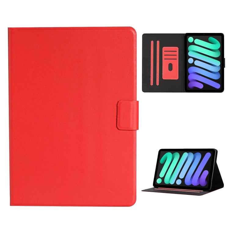 For iPad mini 6 Pure Color Horizontal Flip Leather Tablet Case with Card Slots & Holder & Sleep / Wake-up Function