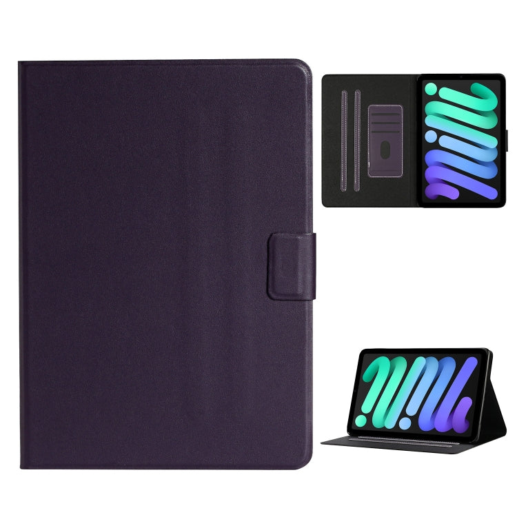 For iPad mini 6 Pure Color Horizontal Flip Leather Tablet Case with Card Slots & Holder & Sleep / Wake-up Function