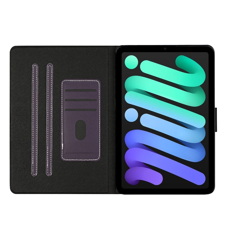 For iPad mini 6 Pure Color Horizontal Flip Leather Tablet Case with Card Slots & Holder & Sleep / Wake-up Function