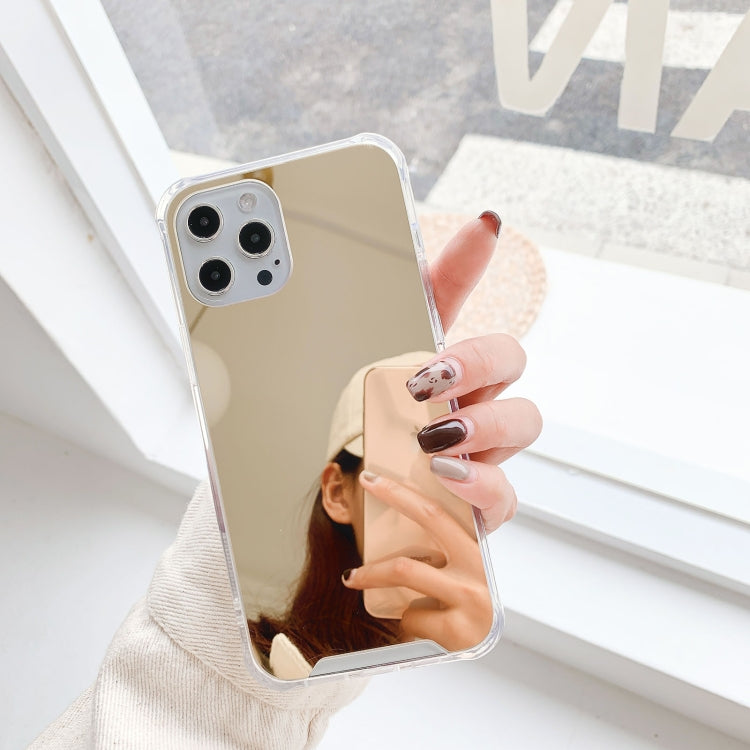 For iPhone 13 mini TPU + Acrylic Four Drop Luxury Plating Mirror Phone Case Cover