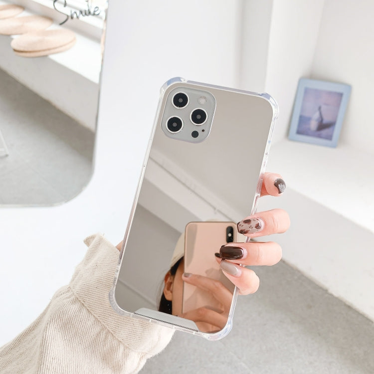 For iPhone 13 mini TPU + Acrylic Four Drop Luxury Plating Mirror Phone Case Cover