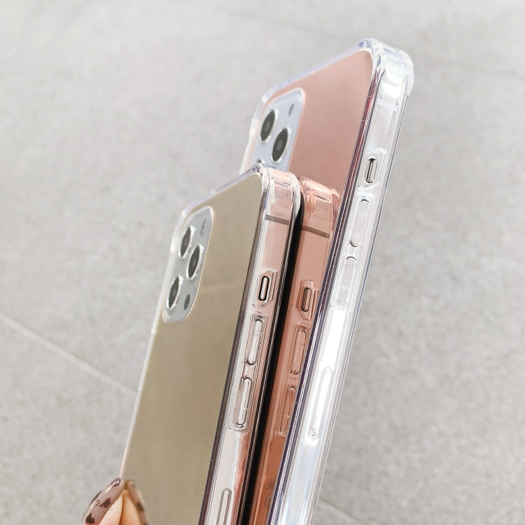 For iPhone 13 mini TPU + Acrylic Four Drop Luxury Plating Mirror Phone Case Cover