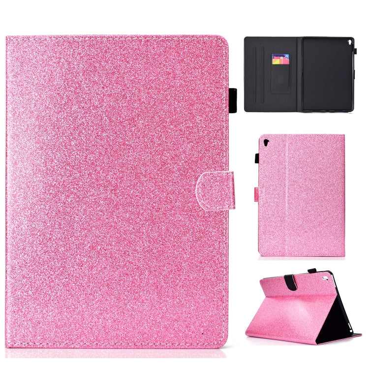 For iPad Pro 9.7 Varnish Glitter Powder Horizontal Flip Leather Case with Holder & Card Slot