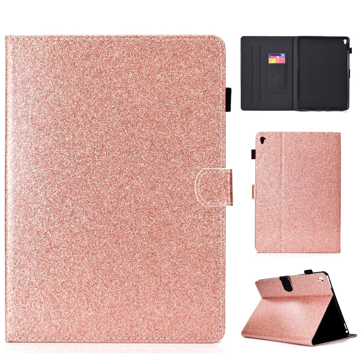 For iPad Pro 9.7 Varnish Glitter Powder Horizontal Flip Leather Case with Holder & Card Slot