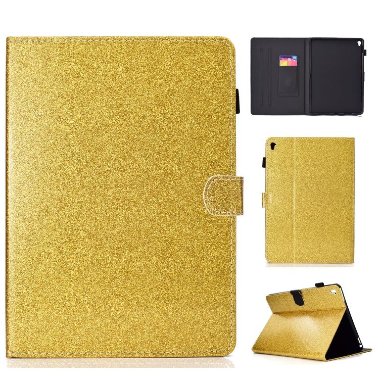 For iPad Pro 9.7 Varnish Glitter Powder Horizontal Flip Leather Case with Holder & Card Slot