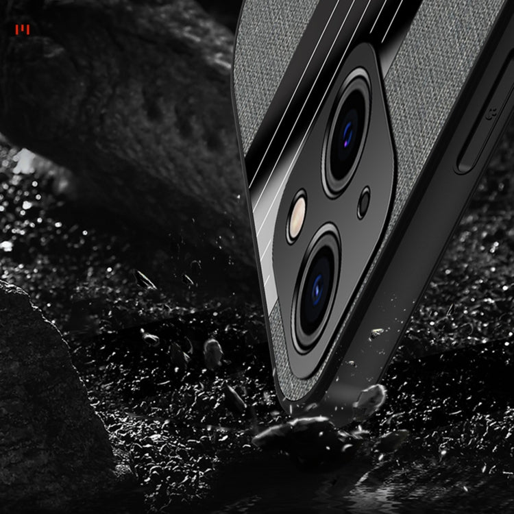 For iPhone 13 mini XINLI Stitching Cloth Textue Shockproof TPU Protective Case with Ring Holder