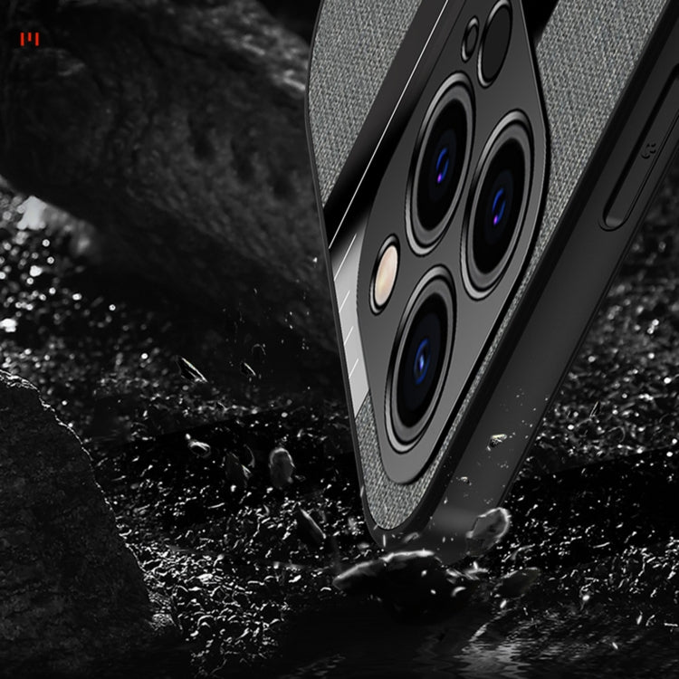 For iPhone 13 Pro Max XINLI Stitching Cloth Textue Shockproof TPU Protective Case with Ring Holder
