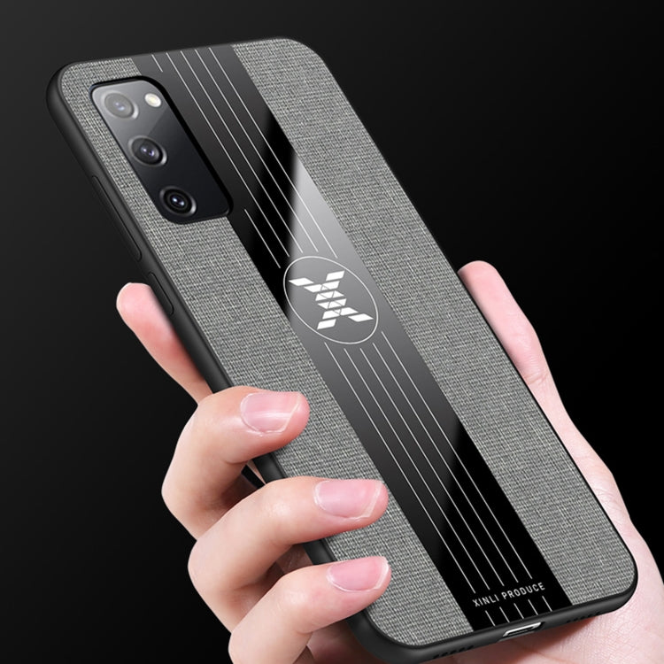 For Samsung Galaxy S20 FE XINLI Stitching Cloth Textue Shockproof TPU Protective Case with Ring Holder