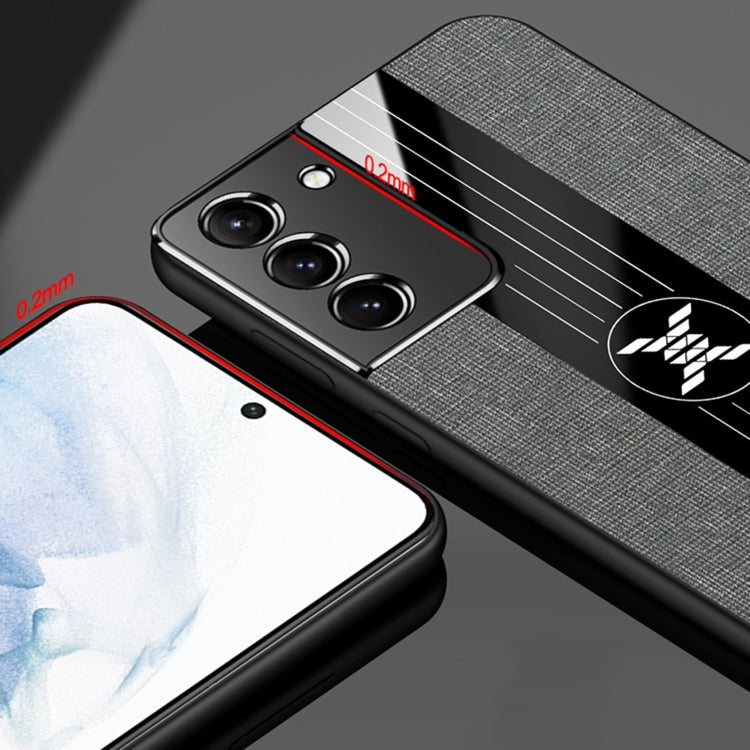 For Samsung Galaxy S21 5G XINLI Stitching Cloth Textue Shockproof TPU Protective Case with Ring Holder